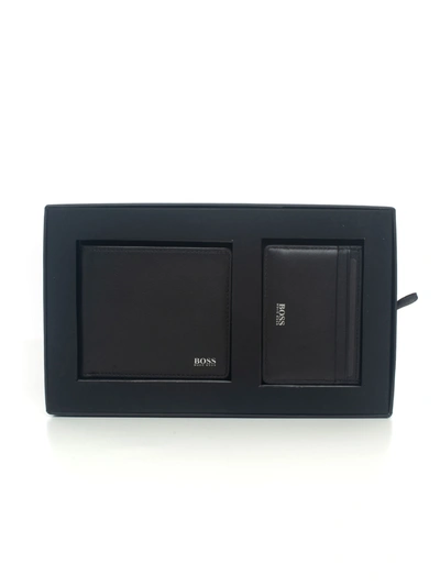 Hugo Boss Boss Set Of Wallet And Cardholder Black Leather Man