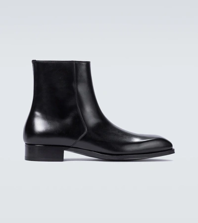 Tom Ford 27mm Leather Ankle Boots In Black