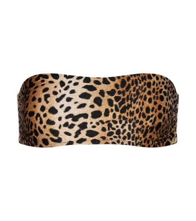 Melissa Odabash Ponza Cheetah-print Bandeau Bikini Top In Brown