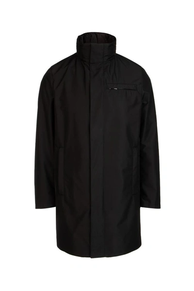 Prada Front Pocket Raincoat In Black
