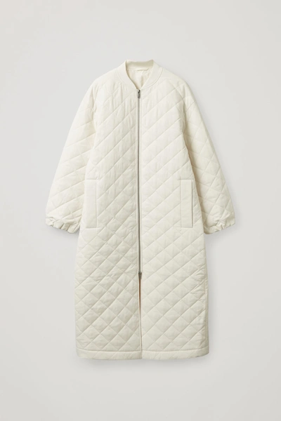 Cos Longline Quilted Coat In White