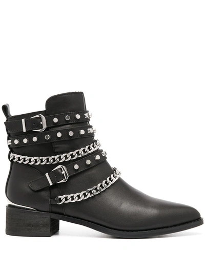 Buffalo Pointed Stud-embellished Boots In Black