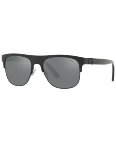 Polo Ralph Lauren Sunglasses, Ph4132 55 In Shiny Black/silver Mirror