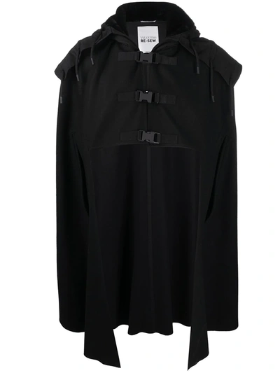 Valentino Cape-style Hooded Coat In Black