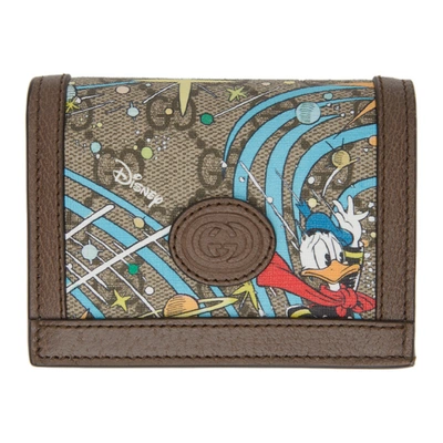 Gucci Multicolor Disney Edition Gg Donald Duck Rocket Wallet In Brown