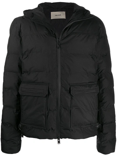 Zadig & Voltaire Seamless Quilted Hooded Puffer Parka In Noir