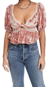 Free People Yours Truly Velvet Peplum Top In Pink