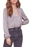 Astr Primadonna Wrap Front Top In Pewter