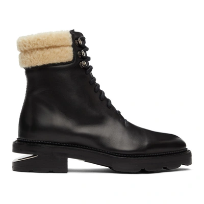 Alexander Wang Andy Shearling-trimmed Leather Ankle Boots In Black