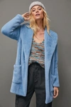 Sanctuary Elena Plush Shawl Jacket In Blue