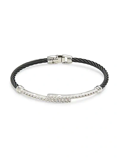 Alor 18k White Gold, Stainless Steel, & White Topaz Bracelet