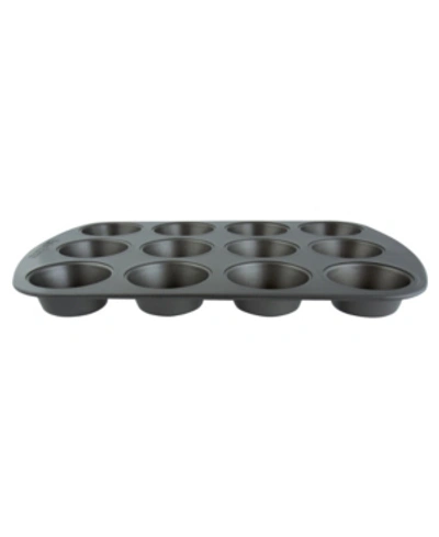 Taste Of Home 12 Cup Non-stick Metal Muffin Pan In Black