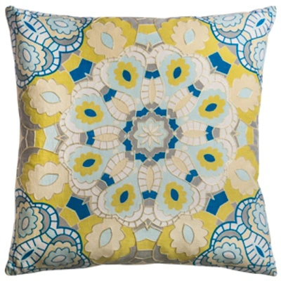 Rizzy Home Medallion Polyester Filled Decorative Pillow, 20" X 20" In Blue