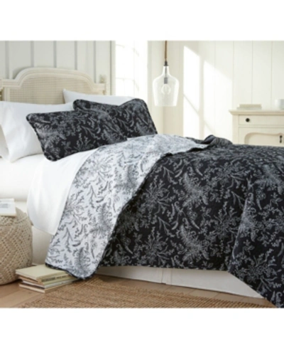 Southshore Fine Linens Winter Brush Lightweight Reversible Quilt And Sham Set, Twin/long In Black