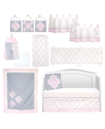 Pam Grace Creations 13 Piece Crib Bedding Set Bedding In Blush Lattice