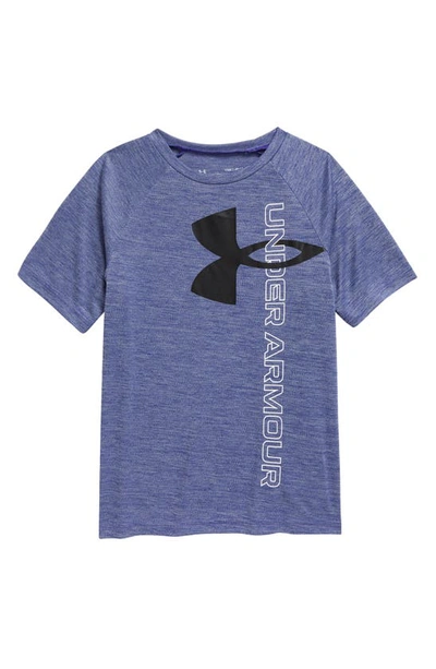 Under Armour Kids' Big Boys Tech Split Logo Hybrid Short Sleeve T-shirt In Royal
