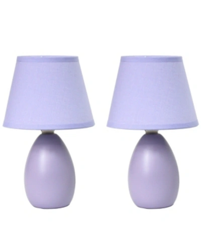 All The Rages Simple Designs Mini Egg Oval Ceramic Table Lamp 2 Pack Set In Purple