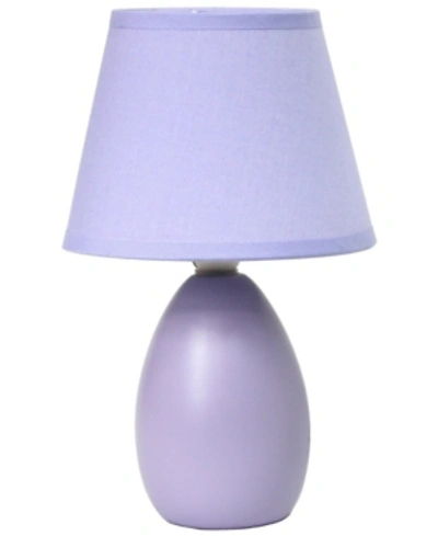 All The Rages Simple Designs Mini Egg Oval Ceramic Table Lamp In Purple