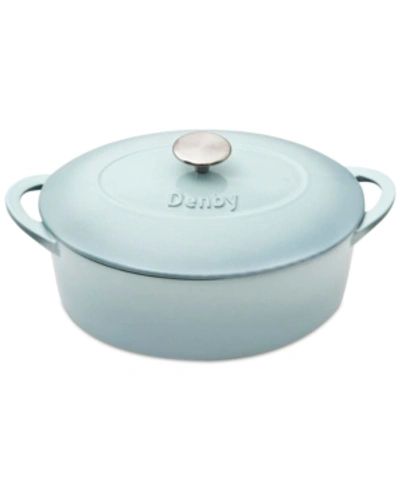 Denby Heritage Pavilion Cast Iron 4.5 Qt. Oval Covered Casserole In Blue