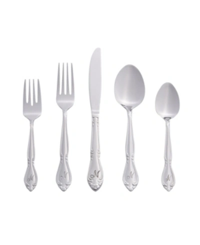 Riverridge Home Riverridge Rose 46 Piece Monogrammed Flatware Set In Silver