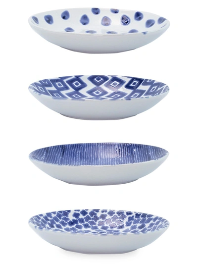 Vietri Viva Santorini Assorted 4-piece Pasta Bowl Set In Blue