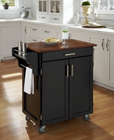 Home Styles Cuisine Cart With Oak Top In Black