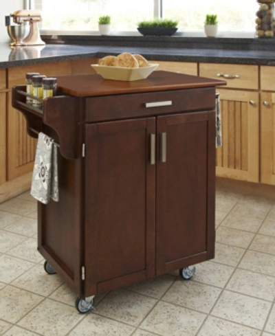 Home Styles Cuisine Cart Cherry Finish With Oak Top In Open Brown