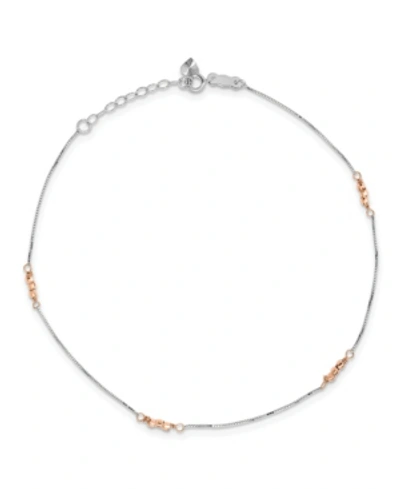 Macy's Beaded Anklet In 14k White And Rose Gold In Multi