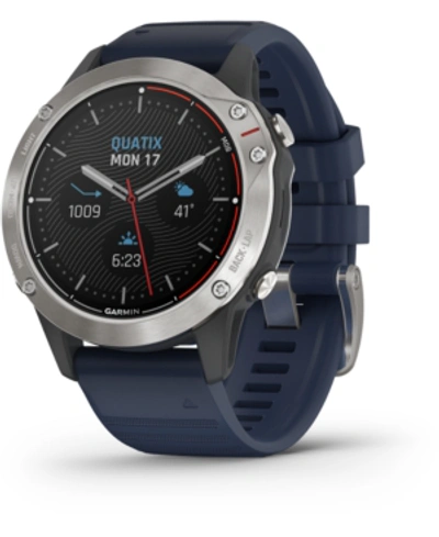 Garmin Unisex Quatix 6 Blue Silicone Strap Smart Watch 47mm In Gray/blue