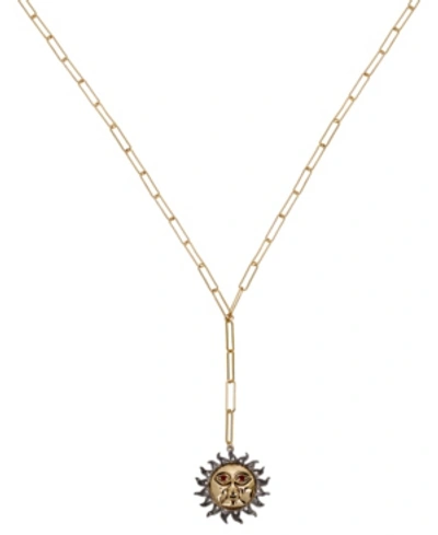 Betsey Johnson Celestial Sun Y Necklace In Blue