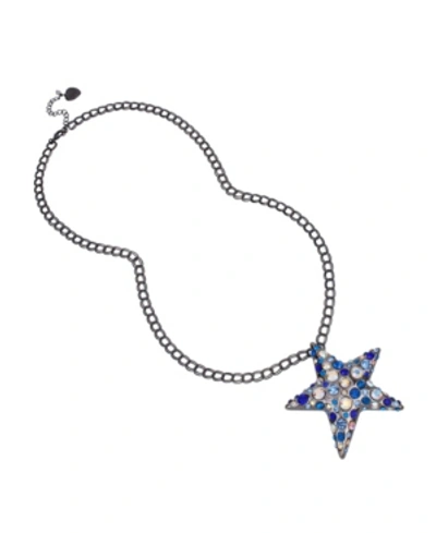 Betsey Johnson Star Pendant Long Necklace In Blue