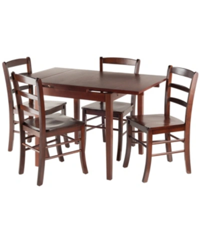Winsome Pulman 5-piece Extension Table With Ladder Back Chairs Set In Brown