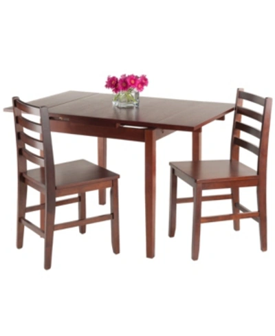 Winsome Pulman 3-piece Set Extension Table With 2 Ladder Back Chairs In Brown
