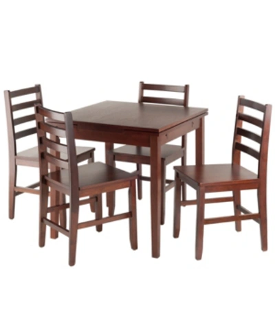 Winsome Pulman 5-piece Extension Table With Ladder Back Chairs Set In Brown