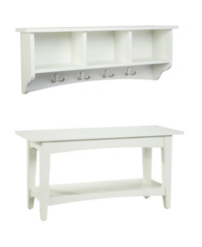 Alaterre Furniture Shaker Cottage Storage Coat Hook With Bench Set In Ivory/cream
