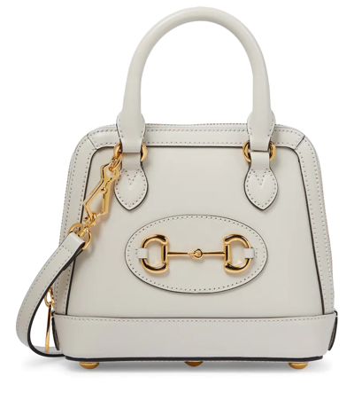 Gucci White Horsebit 1955 Leather Top Handle Bag