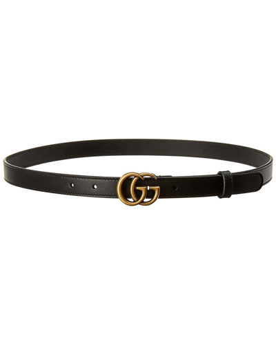 Gucci Reversible Thin Belt With Double G Buckle In Black