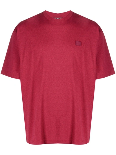 Acne Studios Cotton T-shirt With Logo Patch In Red