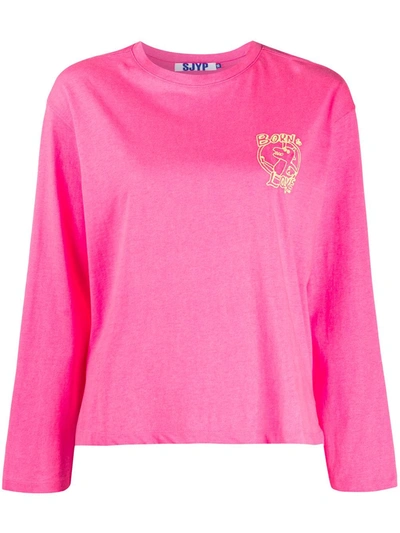 Sjyp Logo Print Long-sleeved T-shirt In Pink