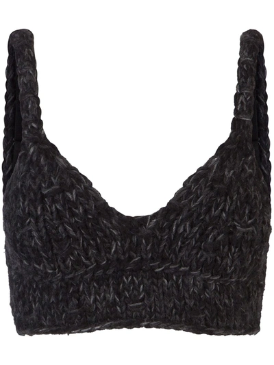 Dolce & Gabbana Knitted-construction Crop Top In Grey