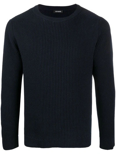 Cenere Gb Cashmere-silk Ribbed Knit Jumper In Blue