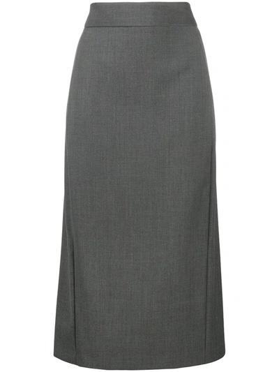 L'autre Chose Button-detail Wool Skirt In Grey