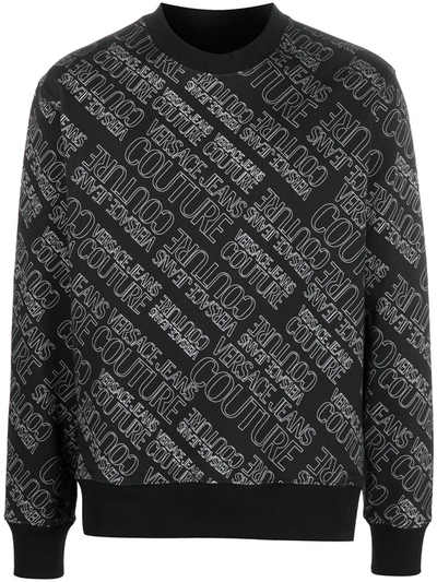 Versace Jeans Couture Logo Print Sweatshirt In Black