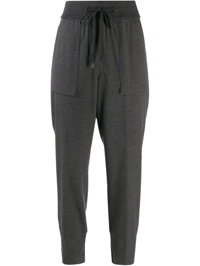 Peserico High-waisted Cropped Trousers In Grey