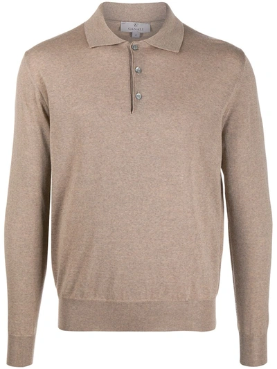 Canali Polo Knit Jumper In Neutrals