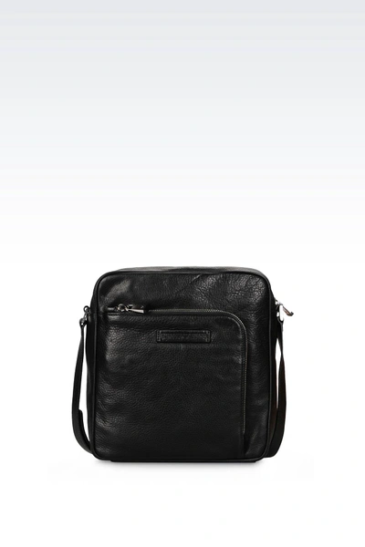 Emporio Armani Backpack In Grained Calfskin In Black