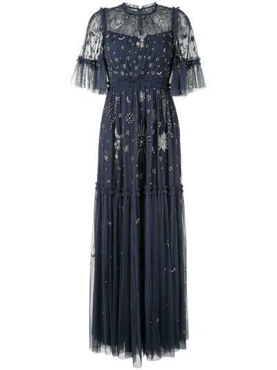 Needle & Thread Star-embellished Tulle Long Dress In Blue