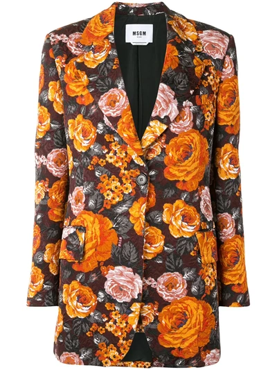 Msgm Floral Brocade Blazer In Multicolour