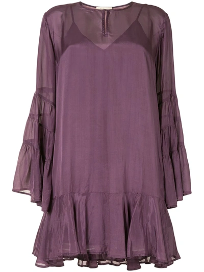 Mes Demoiselles Tiered Shift Dress In Purple