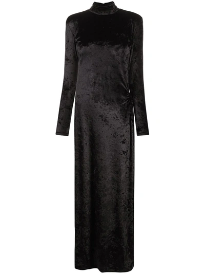 Amen Crystal-trimmed Velvet Maxi Dress In Black